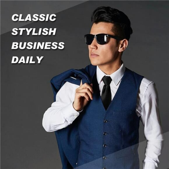 Mens Clip On Ties Pre Tied Solid Color Neckties 20 Inch Office Uniform - Picture 6 of 7